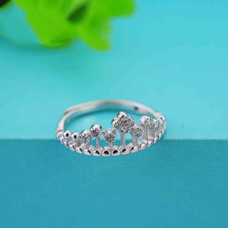 Sweet Temperament S925 Sterling Silver Crown-Shaped Ring