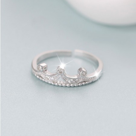 New Fashion Luxury Women Cute Austrian Crystal Crown Ring Elegant Princess Ring