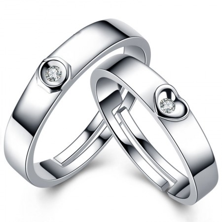 New Open Design 925 Silver "Simple Is Beauty" Couple Rings