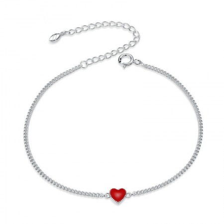 Red Heart 925 Sterling Silver Bracelet for Women Holiday or Special Occasion Gift