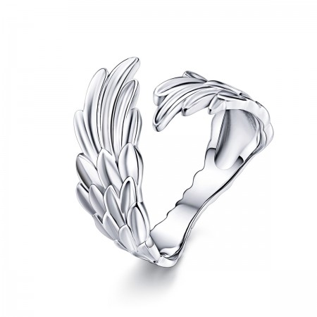 Angel Feather Wing 925 Sterling Silver Adjustable Ring - Perfect Valentine's Day Gift