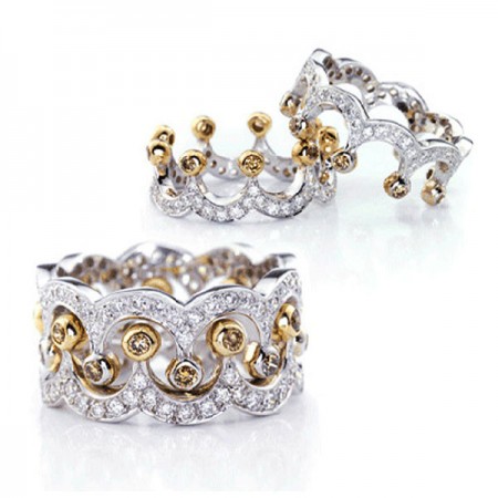 Classical SONA Diamond Crown Shape Ring Set For Women