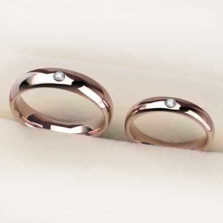 Simple Rose Gold Tungsten Promise Rings For Couples
