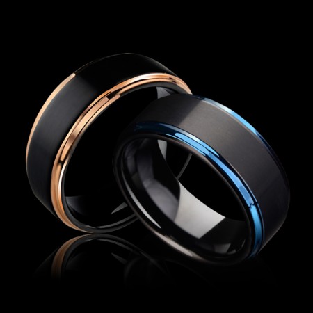 Simple Gold Or Blue Tungsten Wedding Band Ring 8mm Promise
