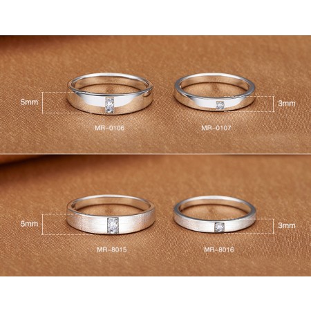 Bishilin Stainless Steel Silver Black One Zirconia Inlay Sweet Agreement Wedding Band Promise Rings 