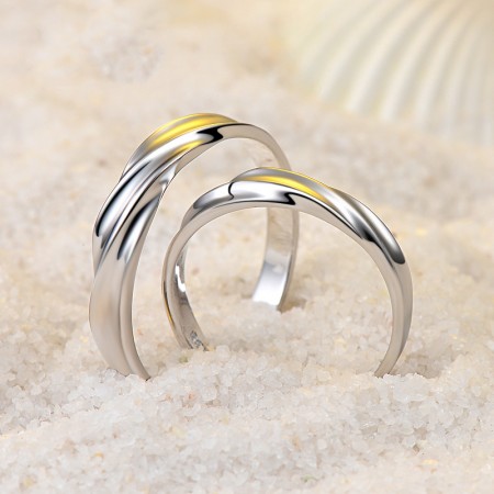 Mobius Design 925 Silver Opening Lettering Couple Rings Couple Rings