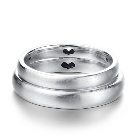 Simple Silver Conventions Love Engraved Couple Rings 