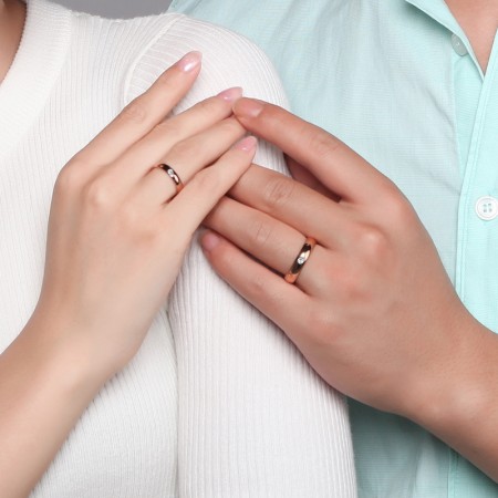 Simple Rose Gold Tungsten Promise Rings For Couples