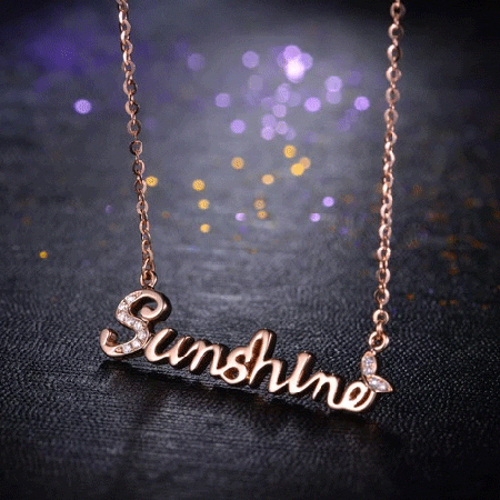 Charming Sunshine Shape Rose Gold Plated 925 Silver Name Necklace