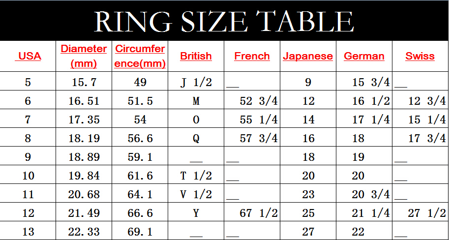 Ring Size Chart Korea